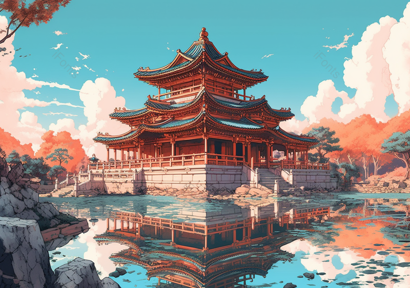 北京故宫古建筑著名景点中国风绘画插画图背景图,插画/手绘图,插画/手绘图库,插画/手绘图下载,插画/手绘